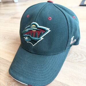 Vintage Y2K Zephyr Minnesota Wild NHL Baseball Cap Men's Adjustable Green Wool